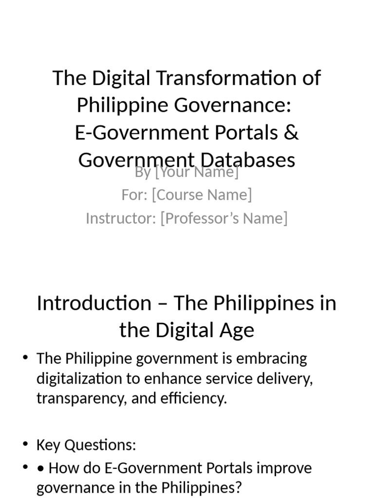 Digital Governance in the Philippines | PDF | E Government | Databases
