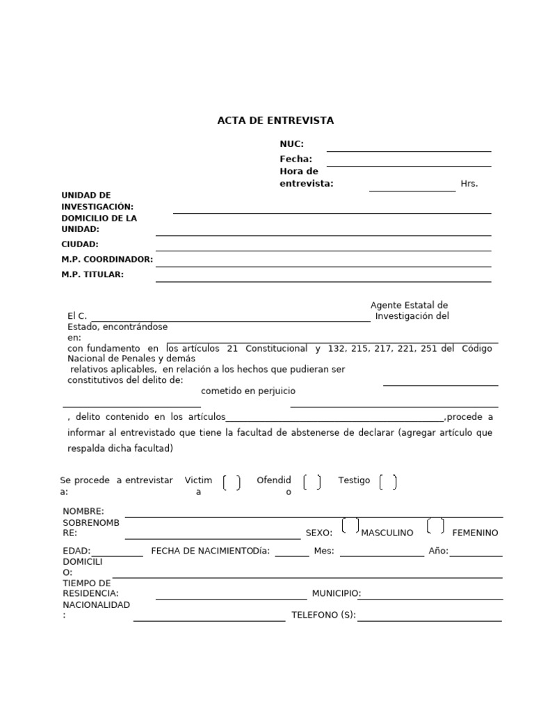 Ejemplo Acta de Entrevista | PDF