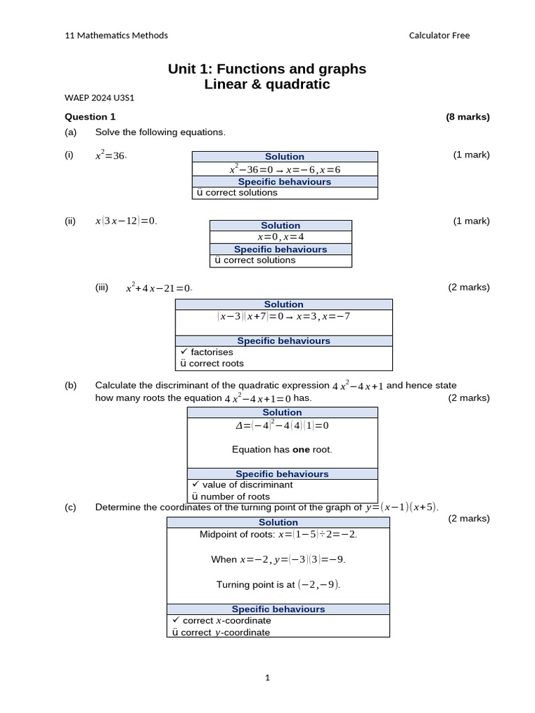 Quadratic Functions and Graphs Analysis | PDF | Quadratic Equation ...
