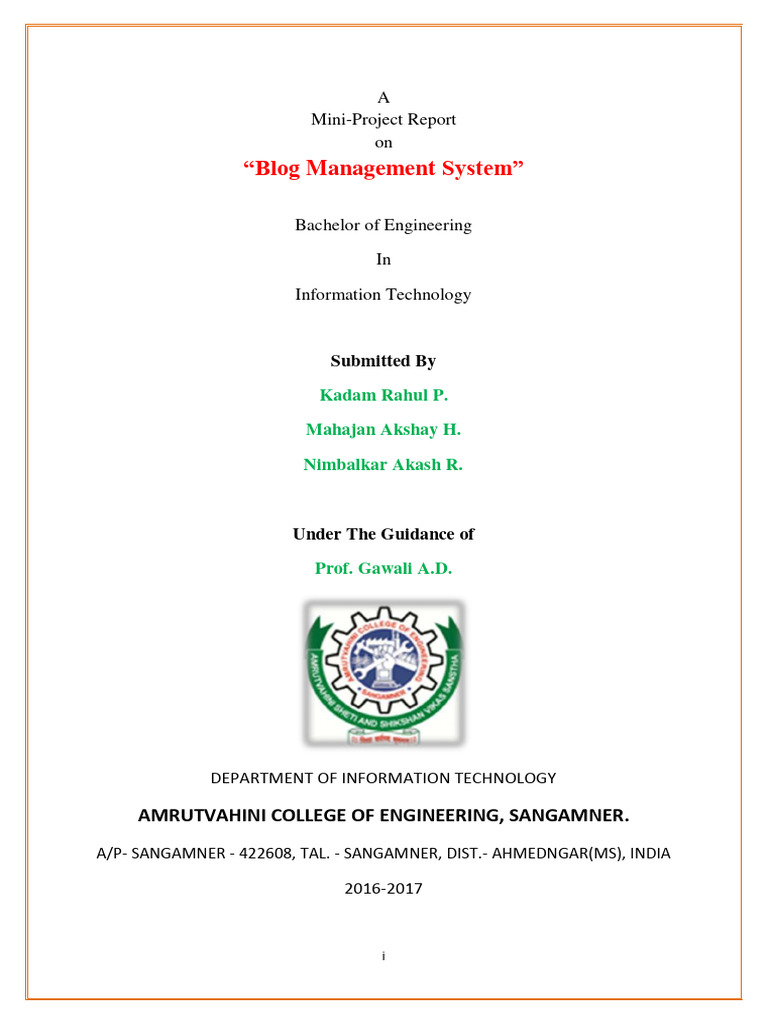 Blog Management System Report | PDF | Databases | Information Retrieval
