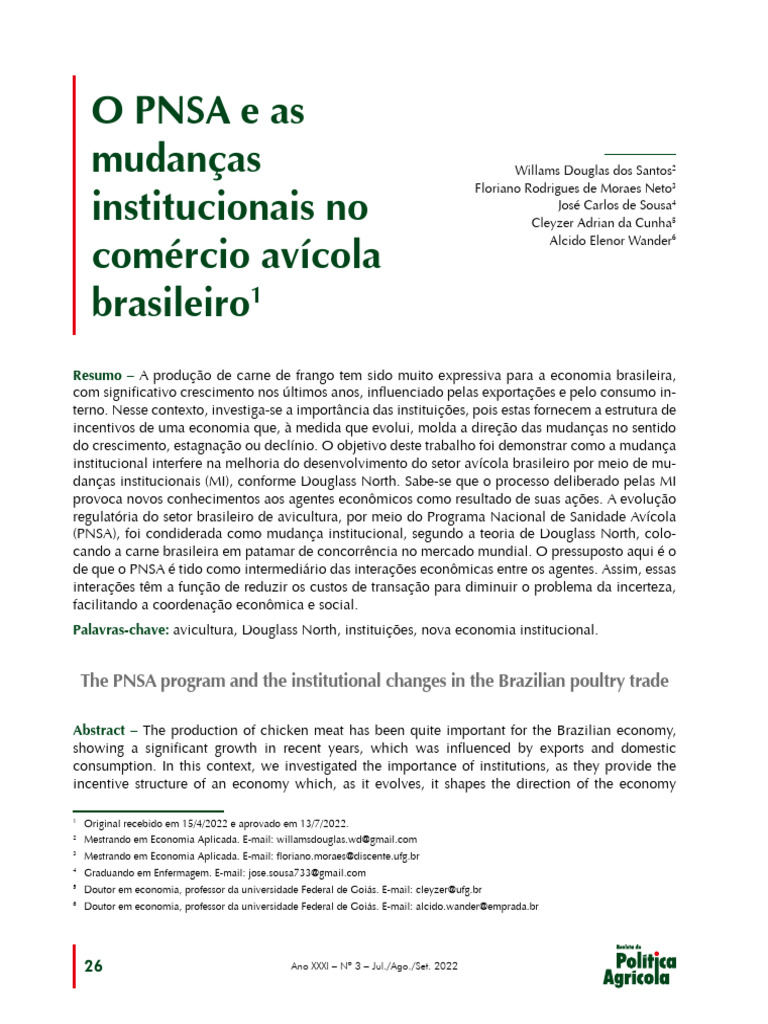 PNSA e mudanças no setor avícola brasileiro | PDF | Avicultura | Brasil
