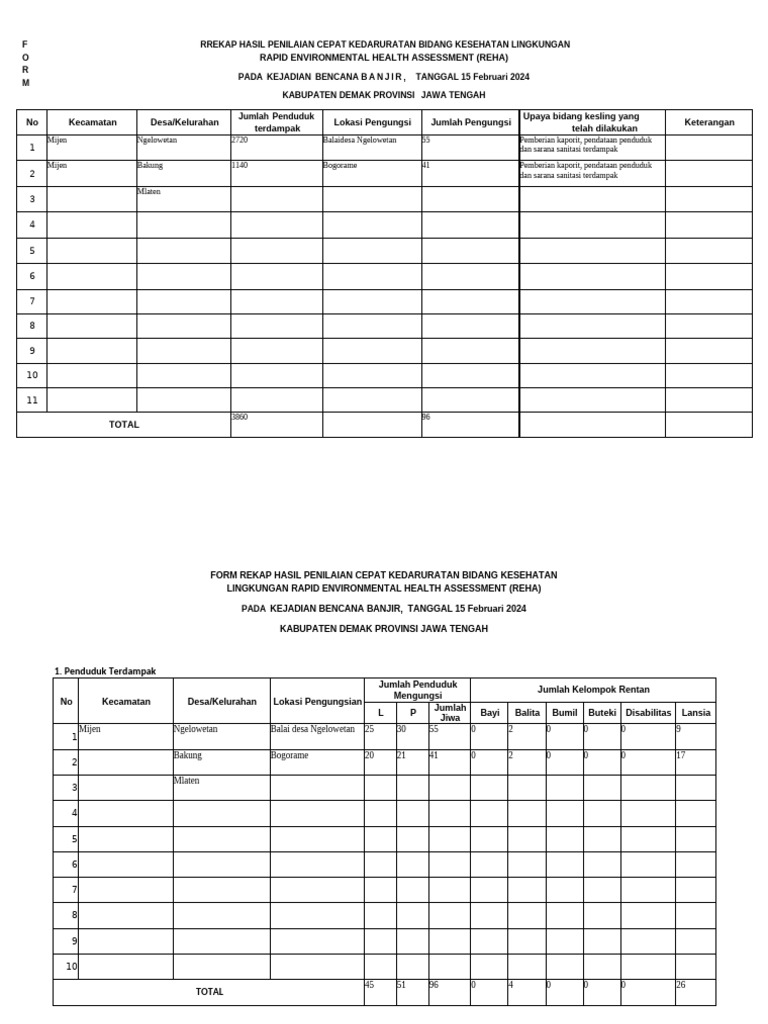 REKAP FORM REHA | PDF