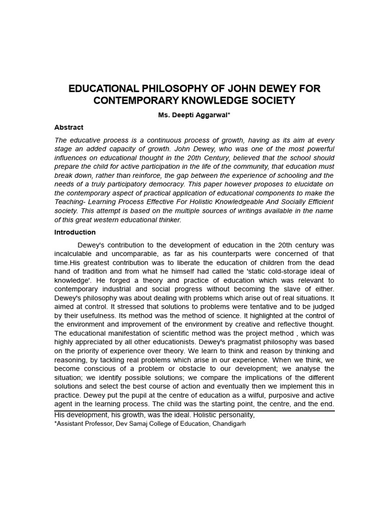 Education Philosophy | PDF | John Dewey | Philosophy Of Education