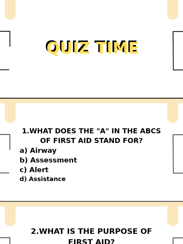 First Aid Quiz: Test Your Knowledge | PDF