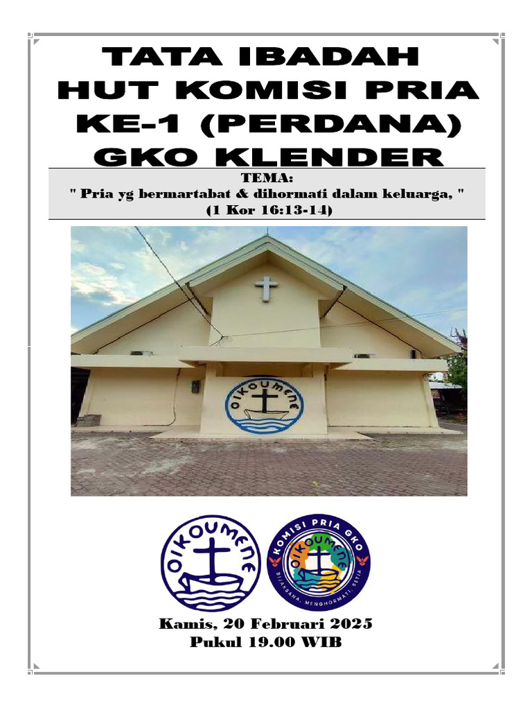 Ibadah HUT Pertama Komisi Pria GKO | PDF