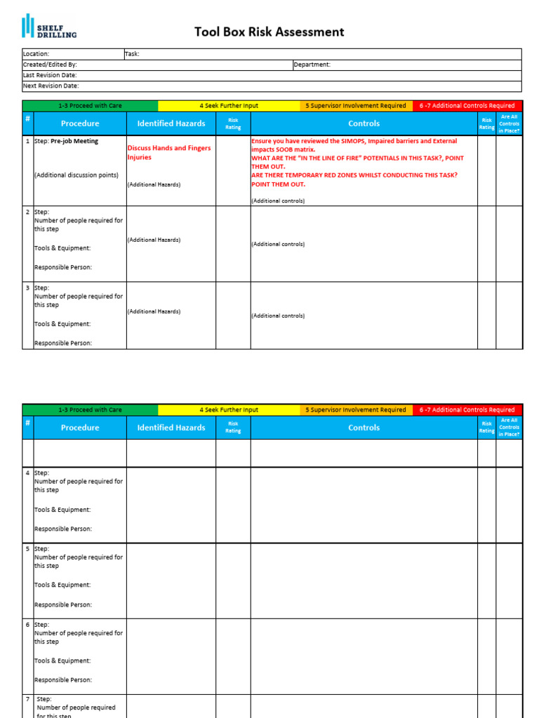 Tool Box Risk Assessment Template | PDF | Risk | Risk Assessment