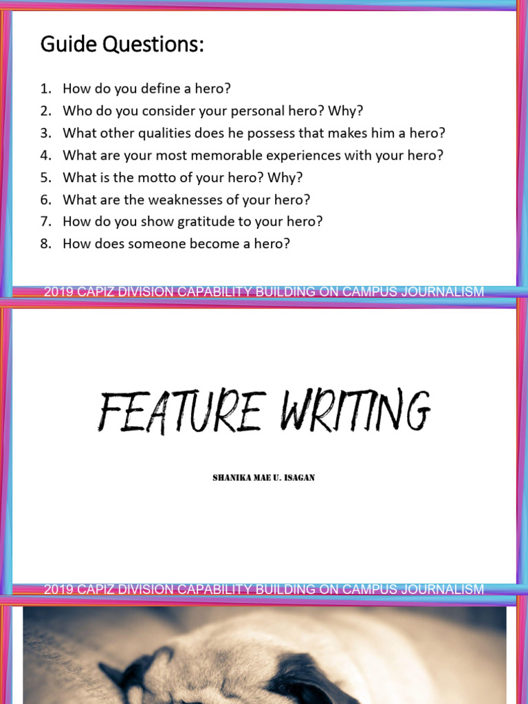 Feature writing pdf experience senses