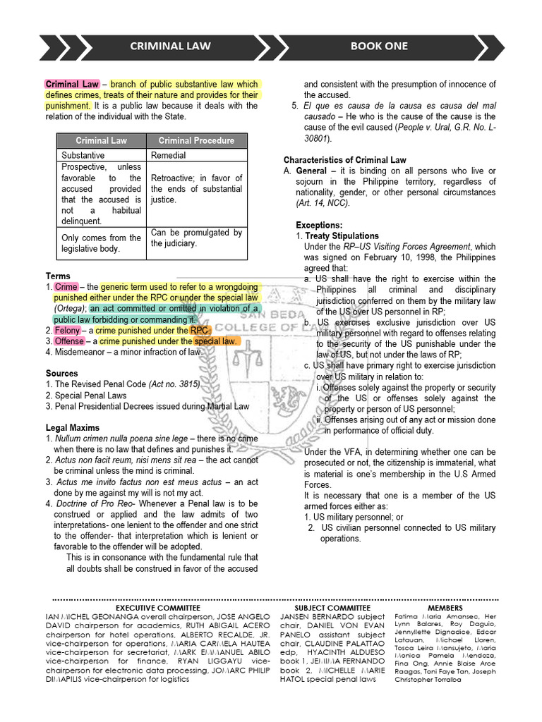 Overview of Philippine Criminal Law | PDF | Ex Post Facto Law | Crimes