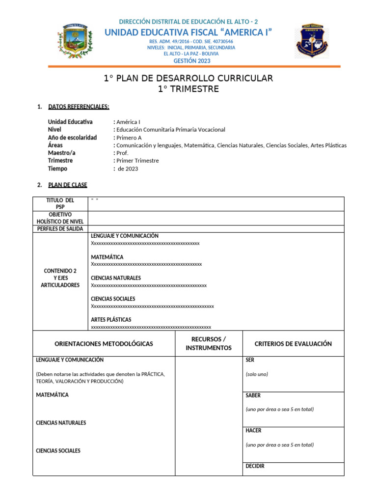 Plan de Desarrollo Curricular 2023 | PDF | Maestros | Aprendizaje