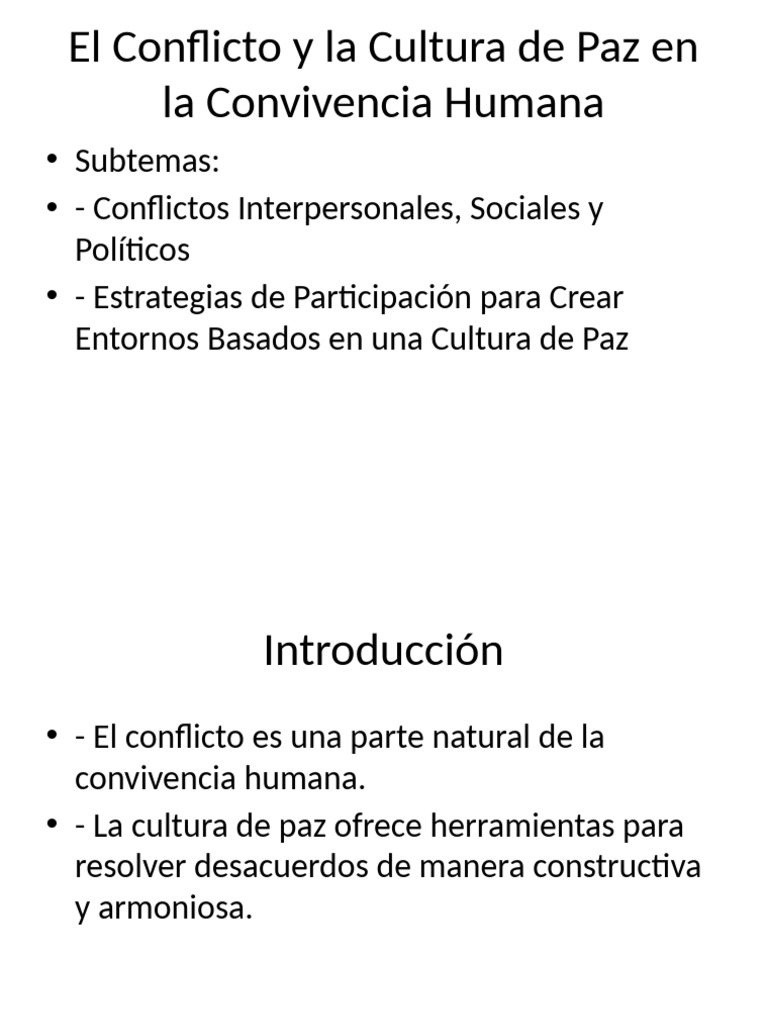 El Conflicto y La Cultura de Paz | PDF