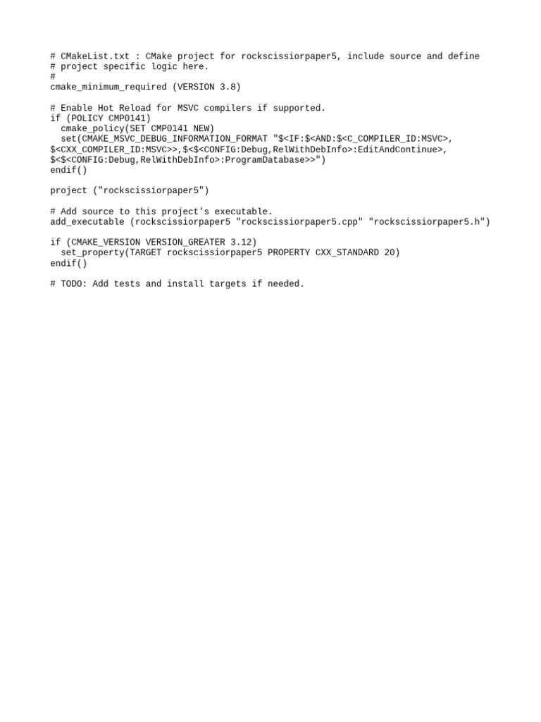 CMake Project for RockScissorPaper5 | PDF