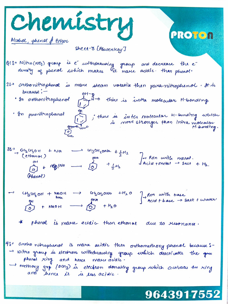 C12 Sheet 3AK Alcohol, Phenol and Ether | PDF | Organic Chemistry ...