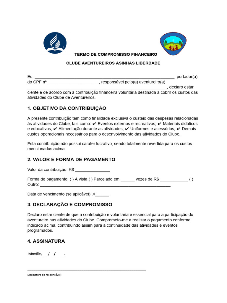 Termo de Compromisso Financeiro | PDF