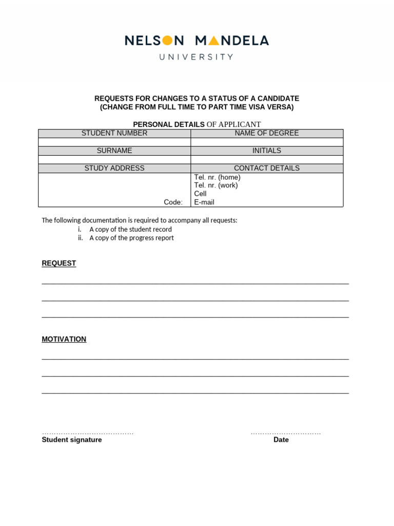 Candidate Status Change Request Form | PDF