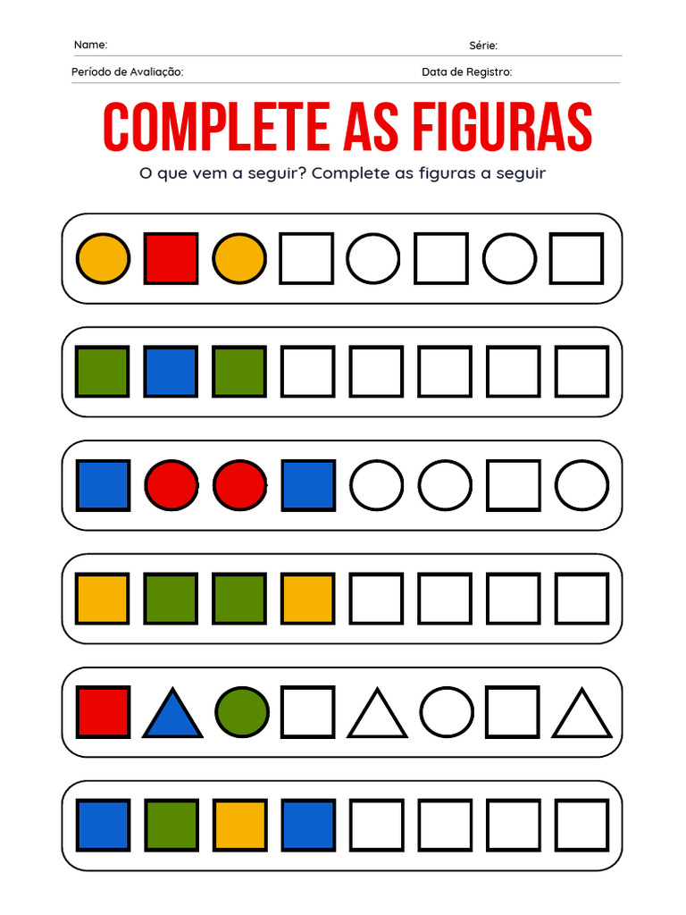 Complete as Figuras: Atividade Avaliativa | PDF