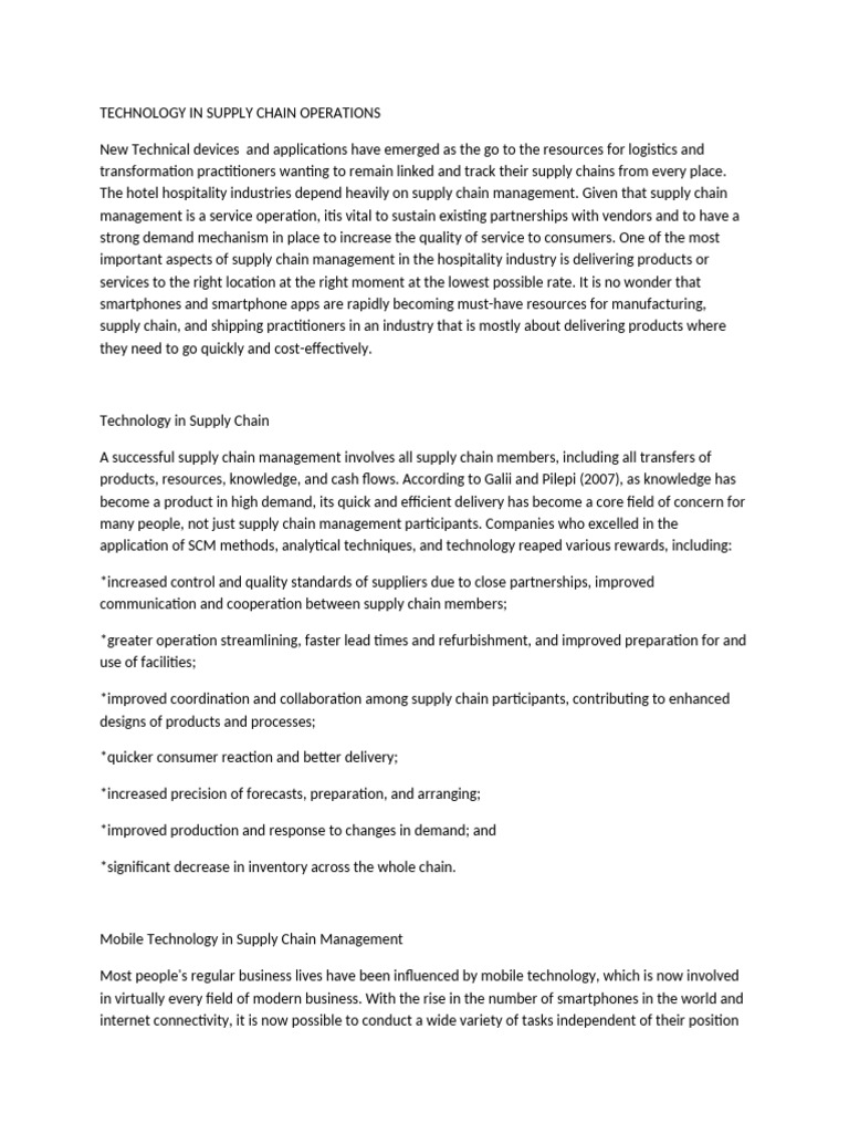 Group 4 Reporting (Technology in Supply Chain Operations) | PDF ...