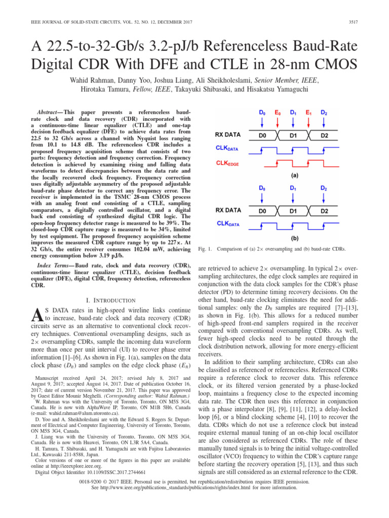 22.5-32 Gb/s Referenceless CDR in CMOS | PDF | Detector (Radio ...