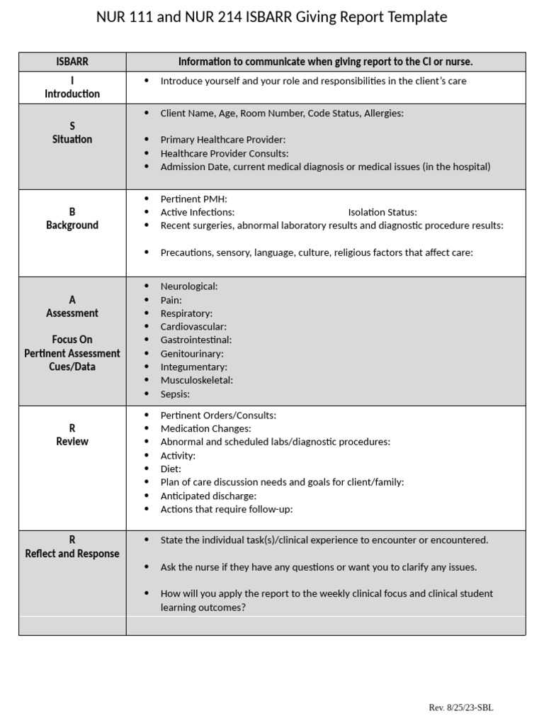 ISBARR Giving Reporting Blank Template (Word Document) PDF