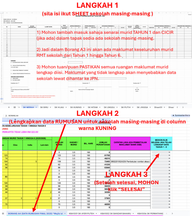 Panduan Pengisian Data Murid RMT | PDF