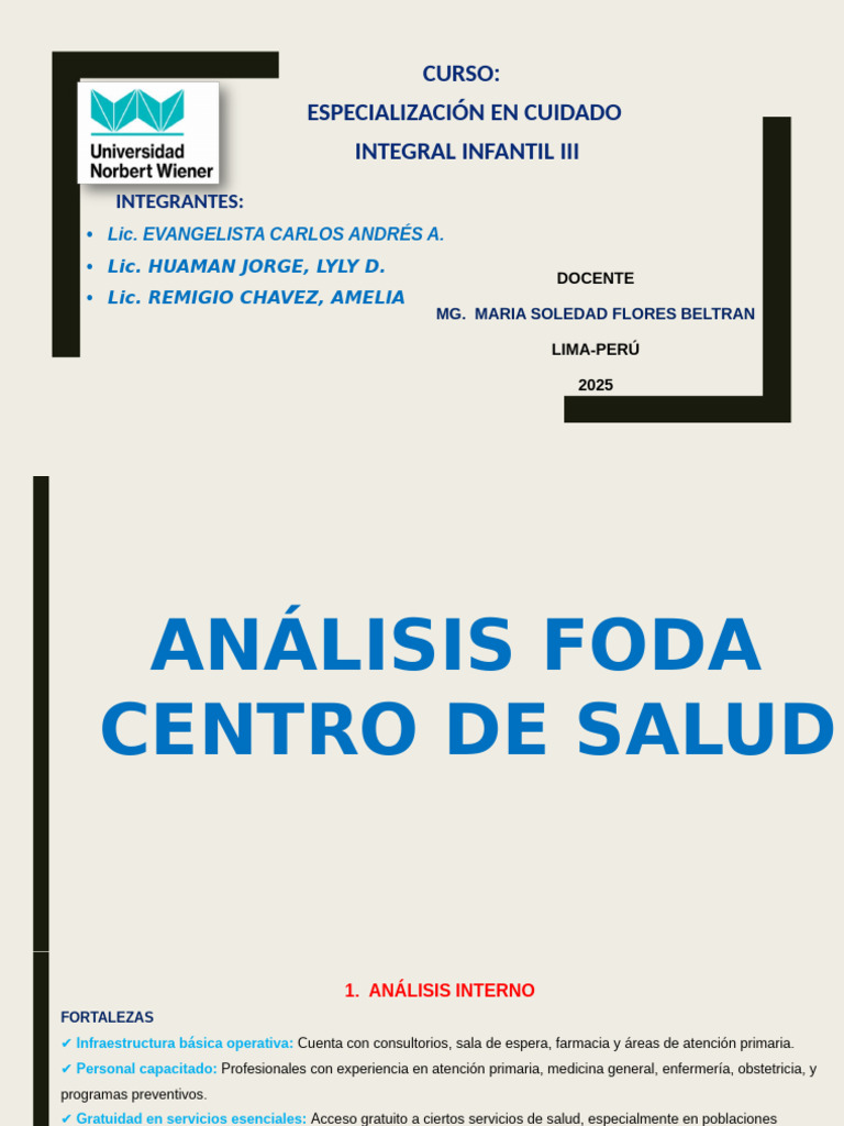 FODA Centro de Salud: Análisis Integral | PDF | Cuidado de la salud ...