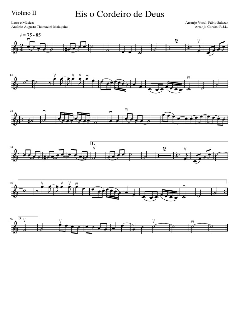 Eis o Cordeiro de Deus - Violino II-1 | PDF