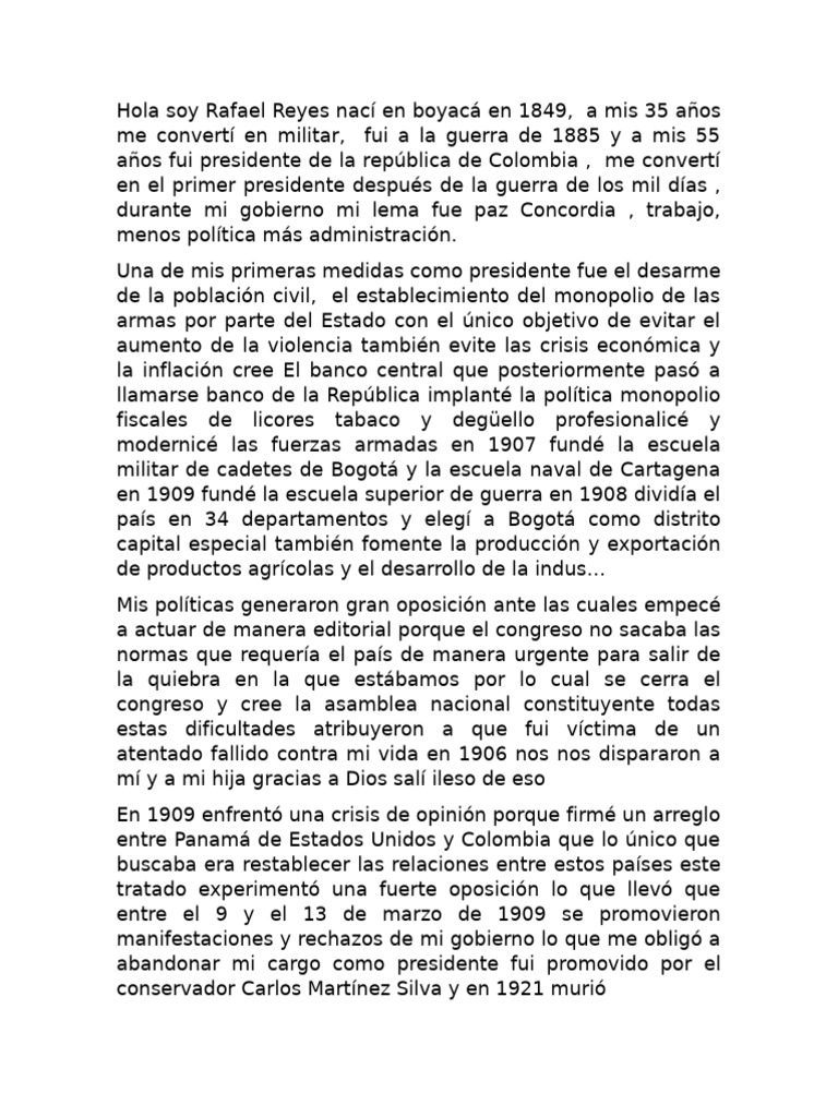 Rafael Reyes: Presidente y Militar Colombiano | PDF