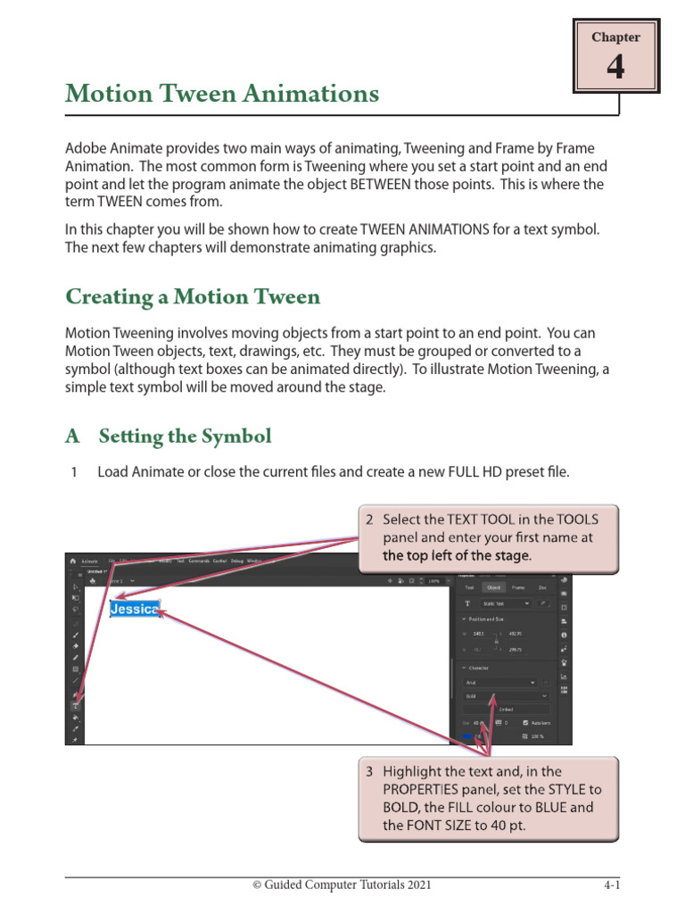 Motion Tween Animation in Adobe Animate | PDF | Computer Graphics ...