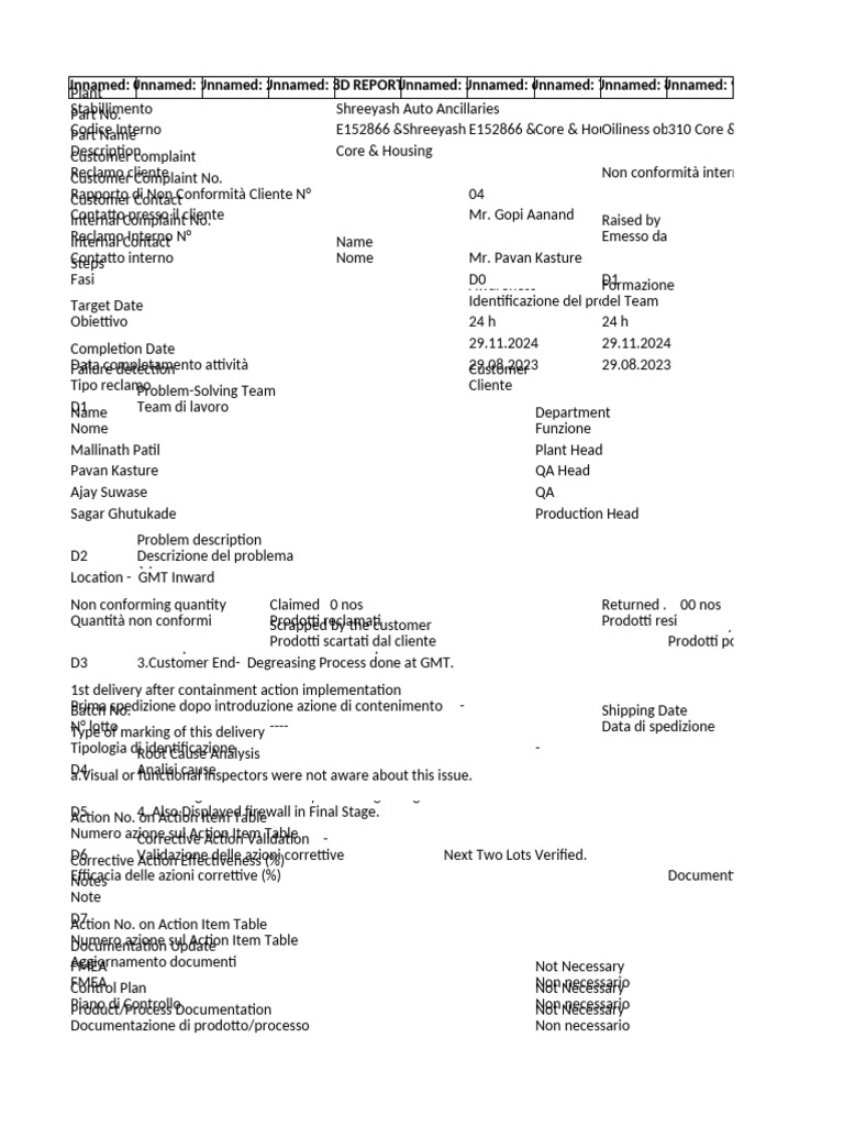 Updated 8D Report | PDF