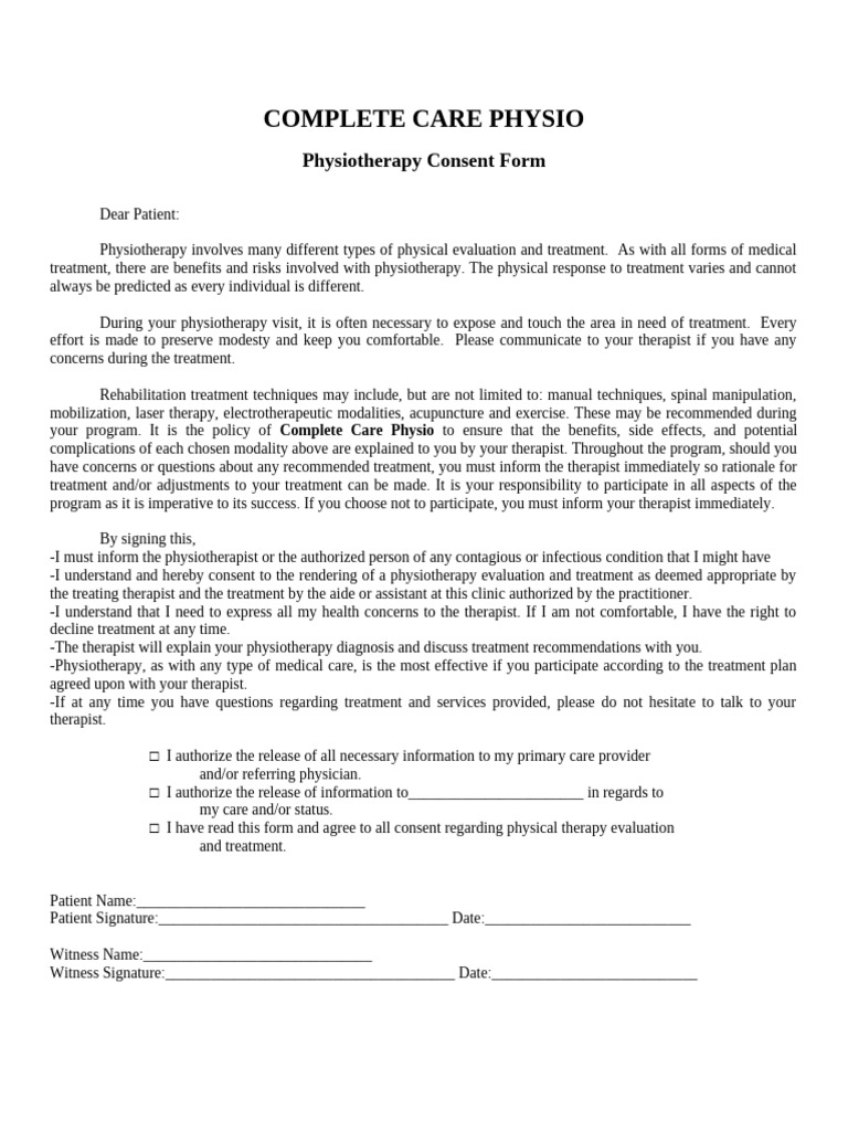 Physio Consent 2022 | PDF | Physical Therapy | Health Care