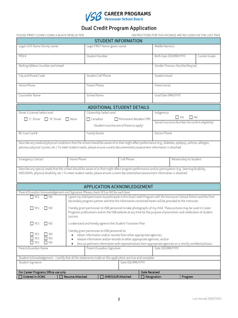 Dualcredit-Application C4129e75075 | PDF | Teachers | Disability