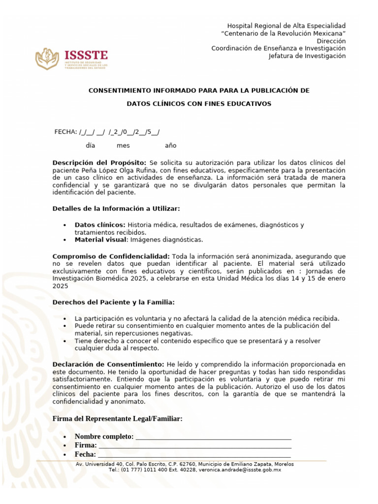 Consentimiento Informado - Presentacion de Caso | PDF | Consentimiento ...