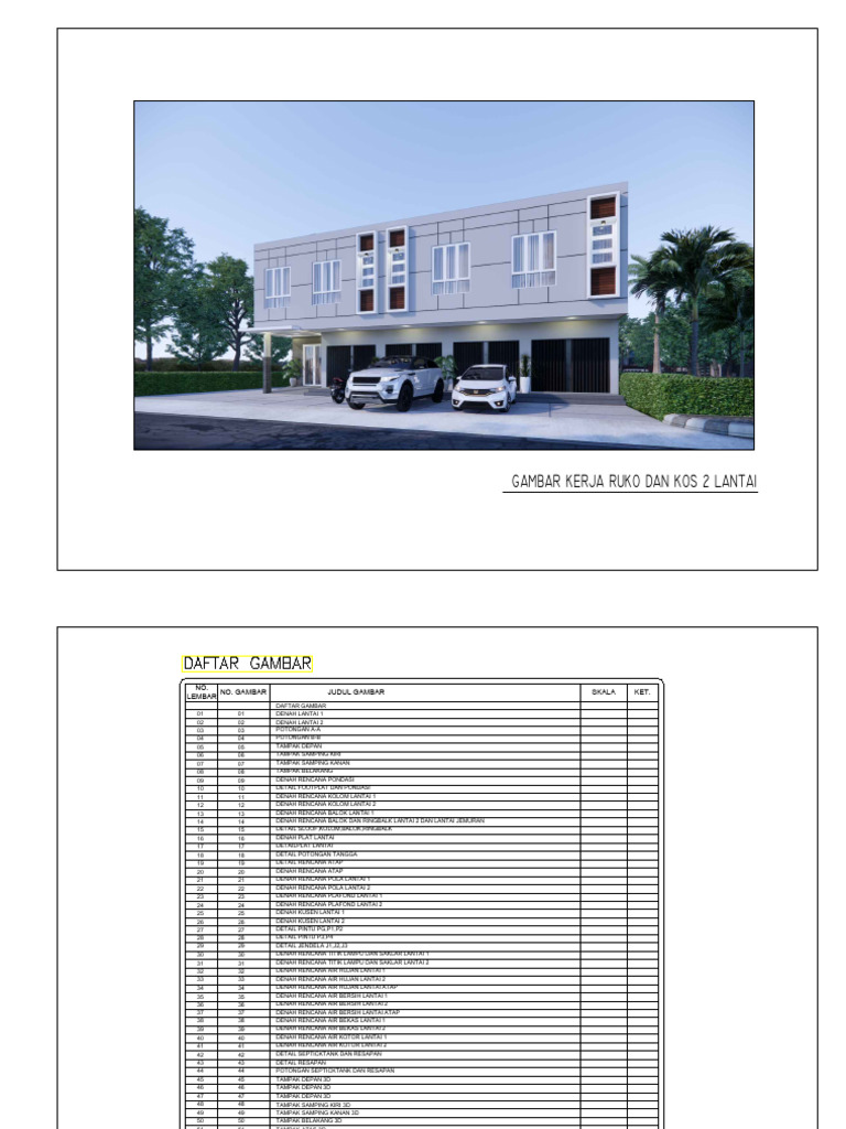 Gambar Ruko dan Kos 2 Lantai | PDF