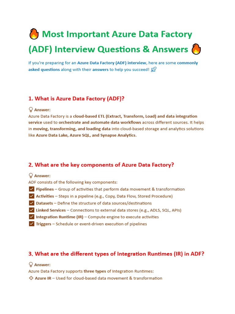 Azure Data Factory Interview Questions Answers 1740678784 | PDF ...