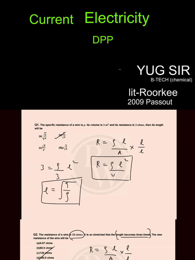 Current Electricity Part 01 - Practice Sheet Solution | PDF
