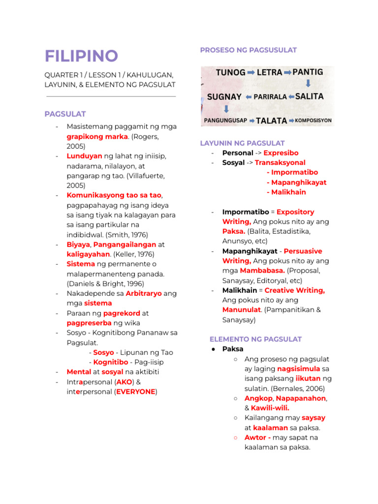 Filipino Reviewer 1 | PDF