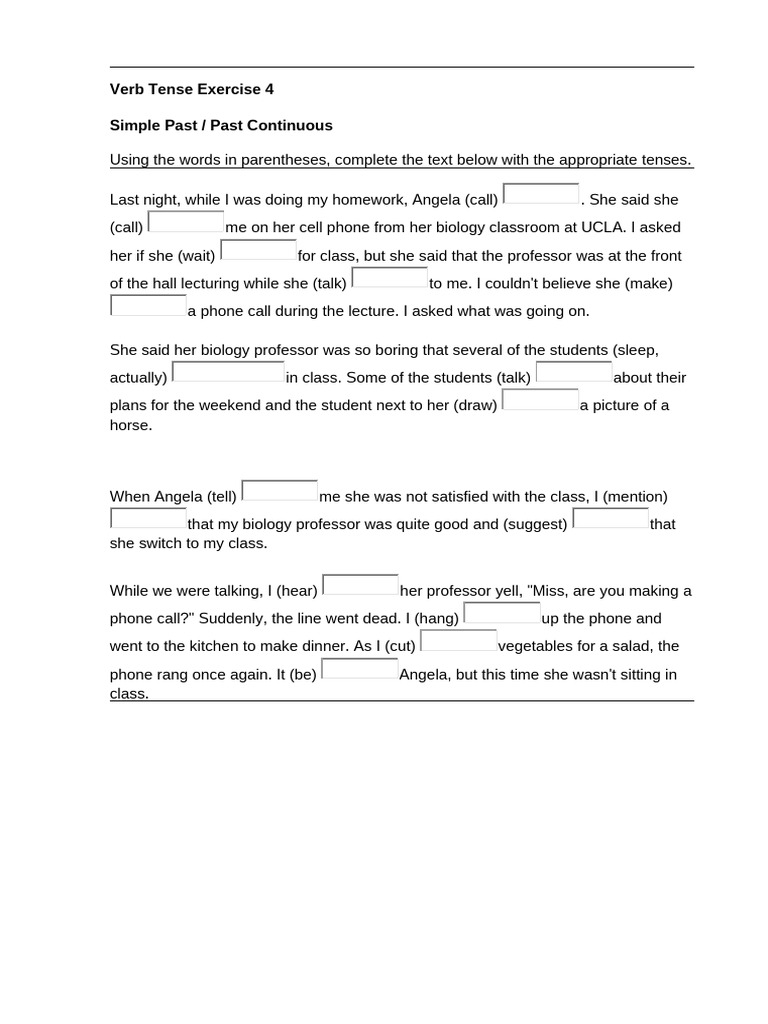 Verb Tense Practice Exercise | PDF