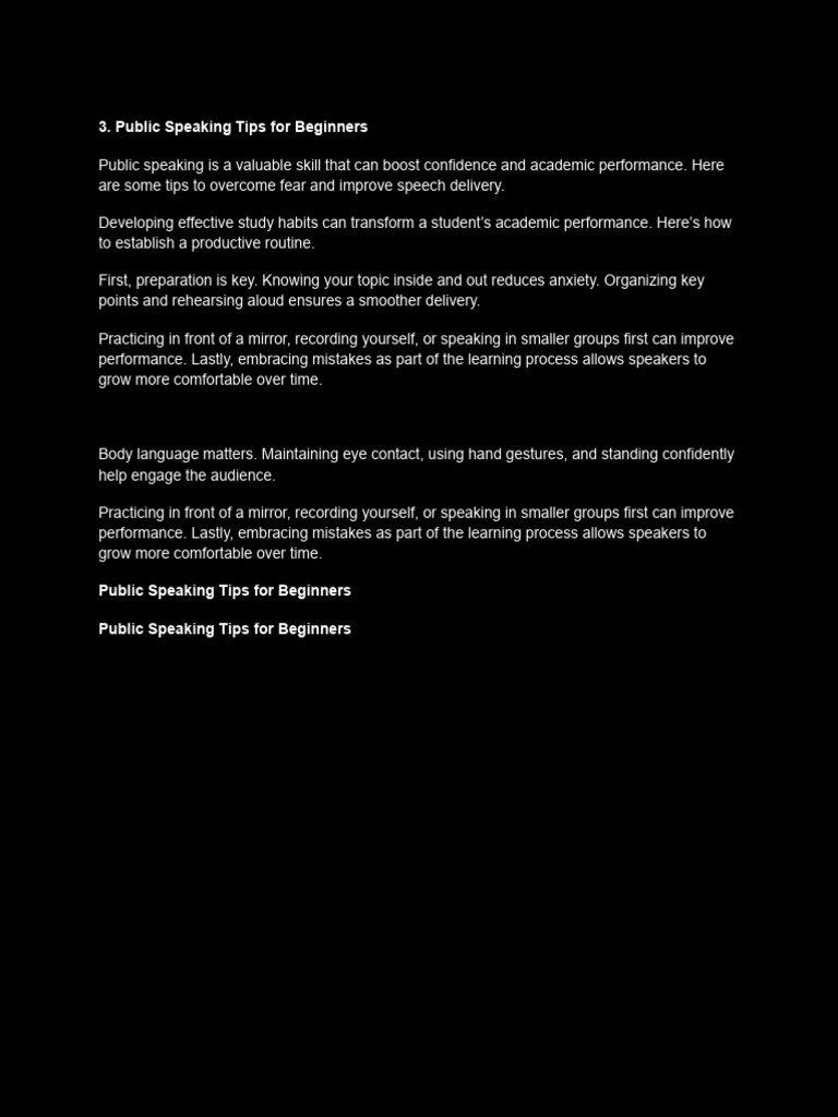 Essential Public Speaking Tips For Kids Pdf