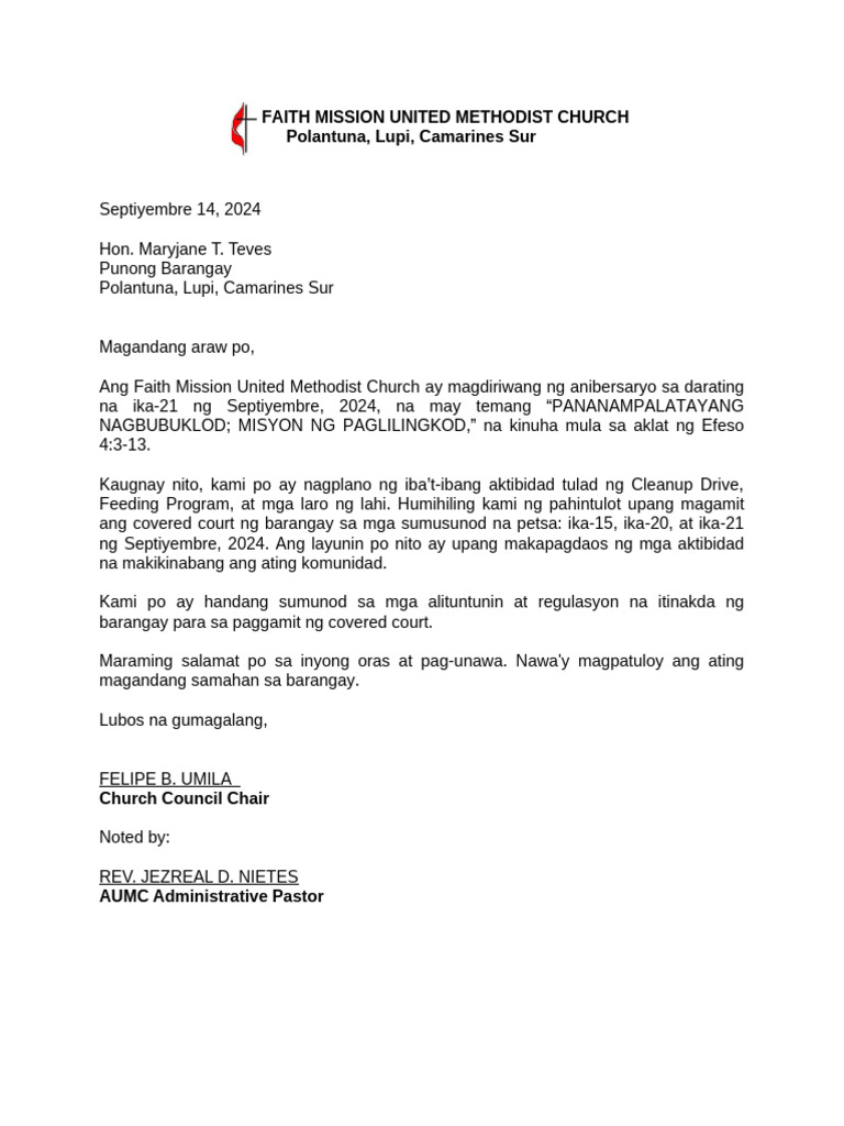Anniv. Letter - Polantuna | PDF