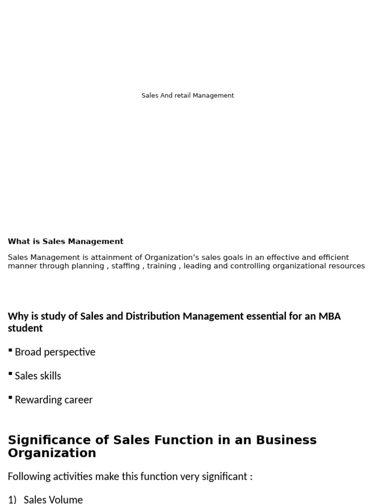 Sales Management Essentials for MBA Students | PDF | Sales | Marketing