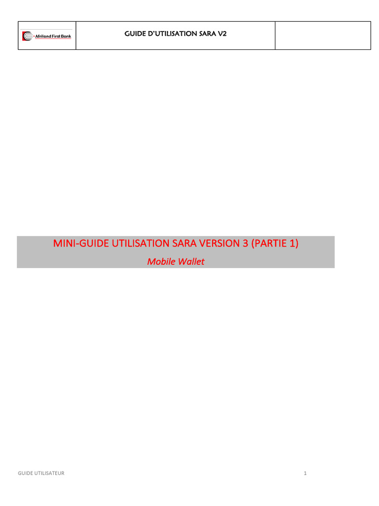 Guide d'utilisation SARA V2 : Opérations bancaires | PDF | Virement ...
