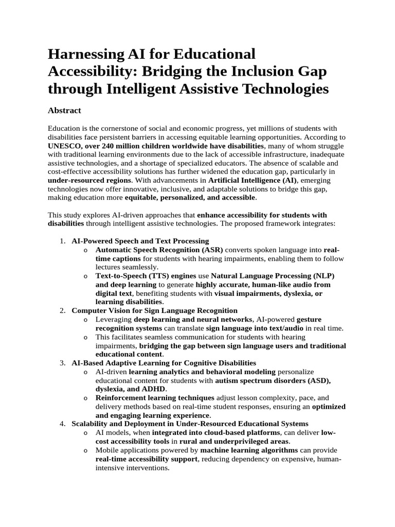 AI-Driven Accessibility in Education | PDF | Artificial Intelligence ...