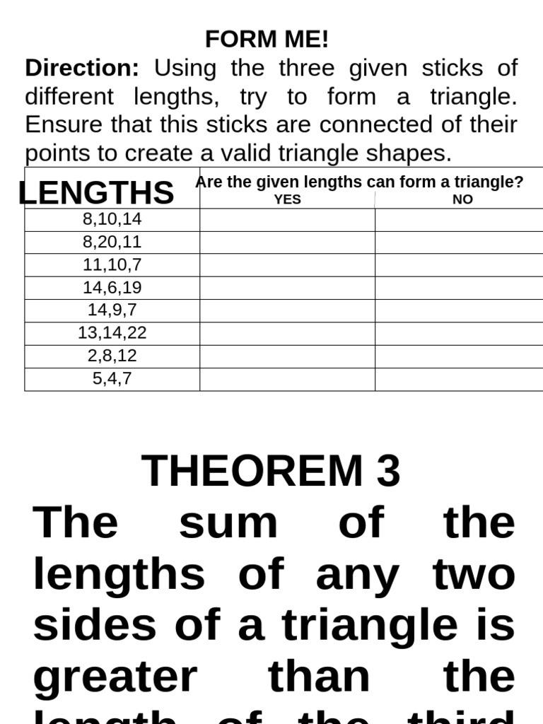 Triangle Formation with Given Lengths | PDF