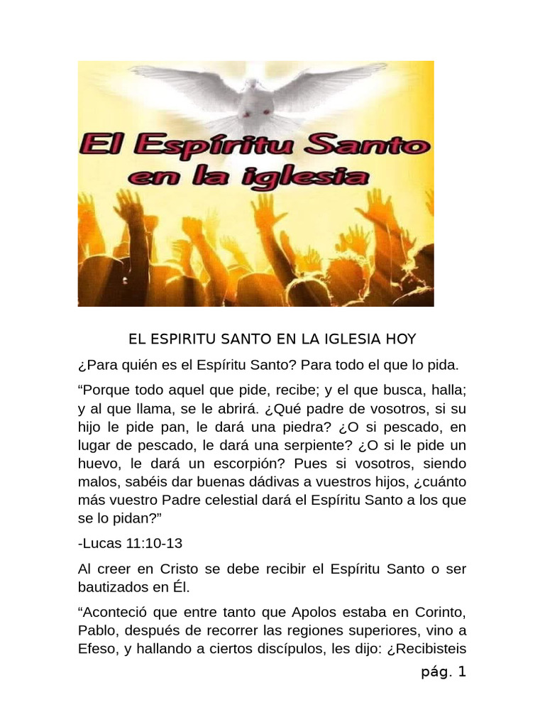 El Espíritu Santo en la Iglesia Actual | PDF | espíritu Santo ...