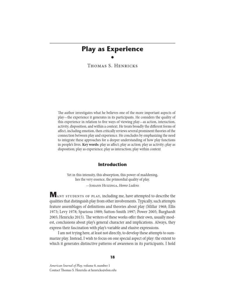 Understanding Play Through Experience | PDF | Emotions | Affect ...