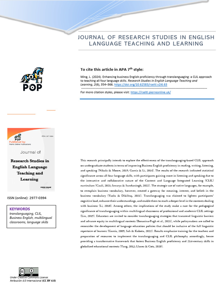 Translanguaging in Business English Teaching | PDF | Multilingualism ...