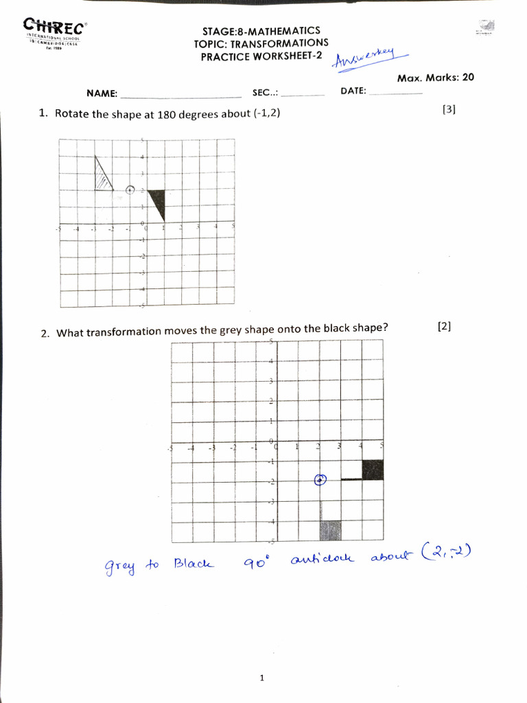 Transformations on the Coordinate Plane Practice Worksheet Bundle | CKMath®, image size:768x1024