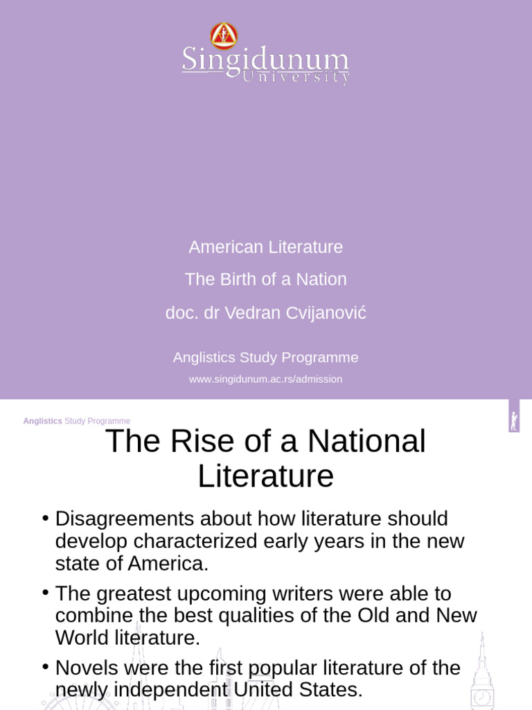 The Rise of A National Literature (Week 2) | PDF | Romanticism ...