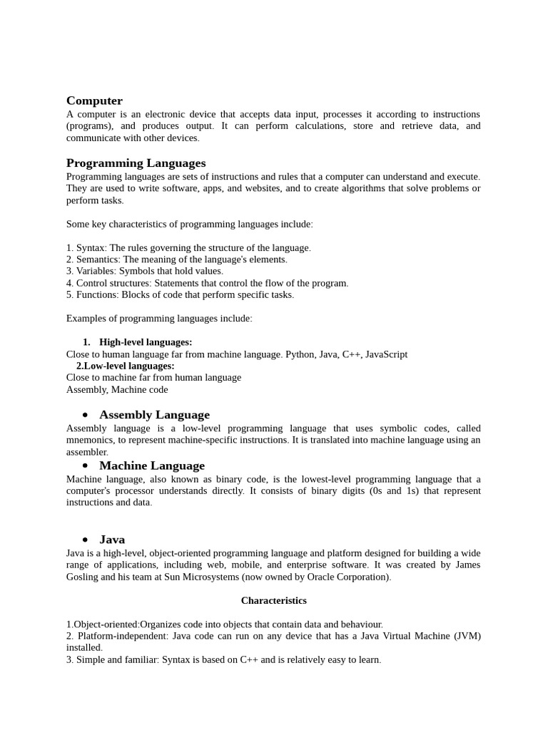 Oop concepts pdf java programming language computer programming