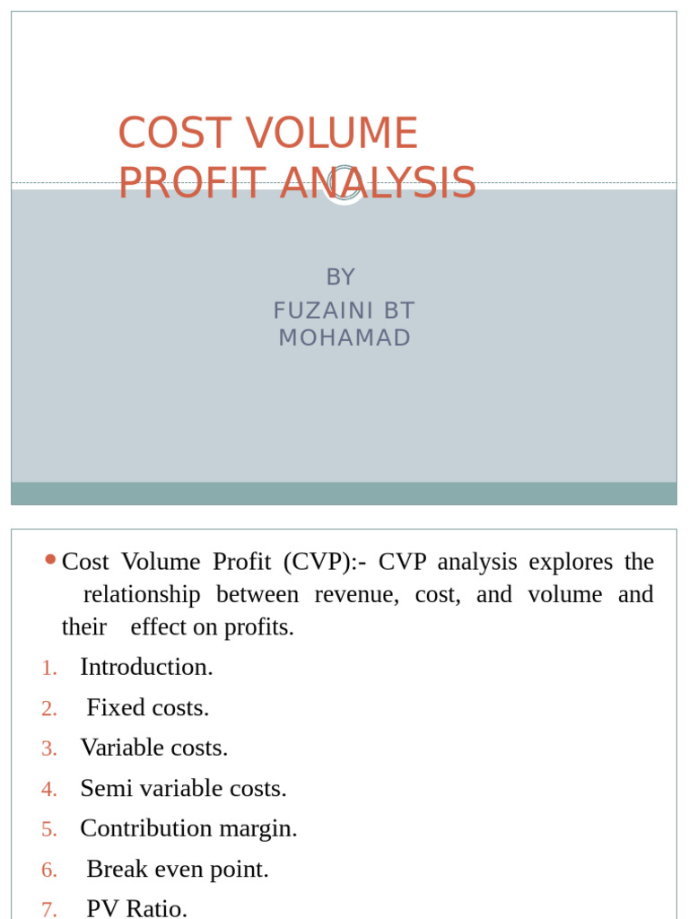 costvolumeprofitanalysis | PDF | Leverage (Finance) | Private Sector