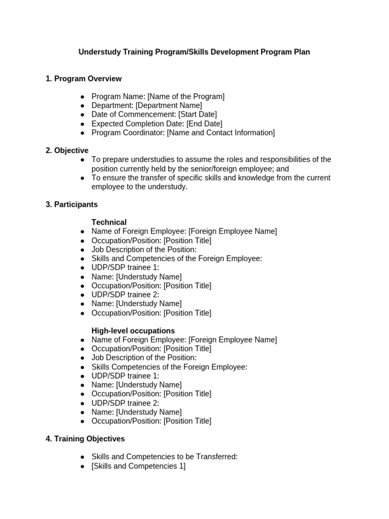 2025 Understudy Training or Skills Development Training Program | PDF
